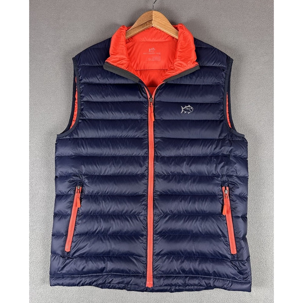 Southern Tide Puffer Vest Medium Blue Insulated Down Filled Performance Logo